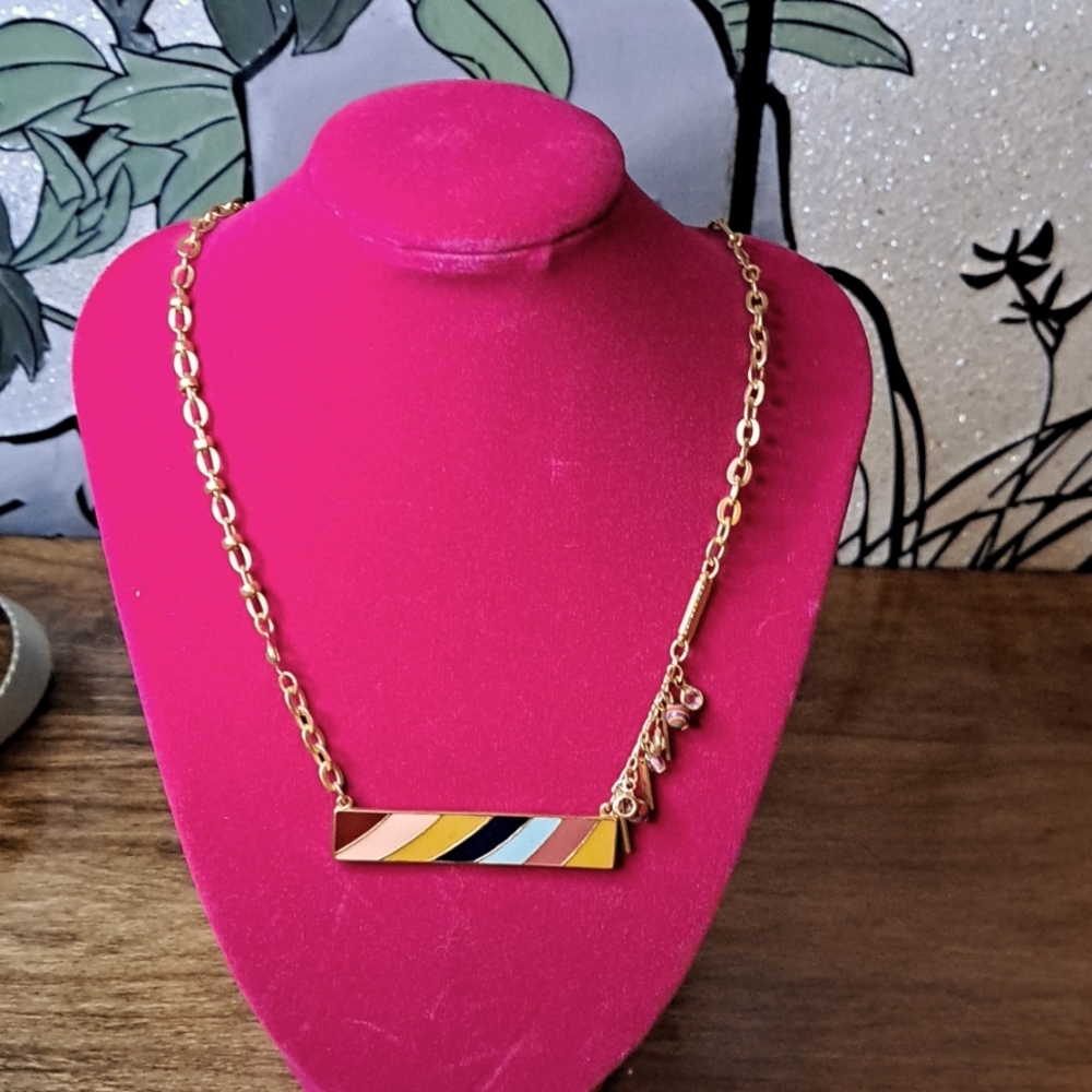 NWT Chico's Ace Red multi color bar necklace